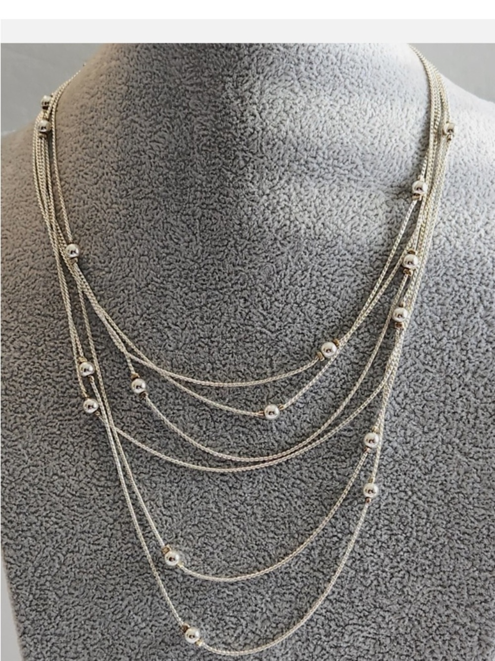 Liz Claiborne Multi-Layer Silver-Tone Beaded Necklace